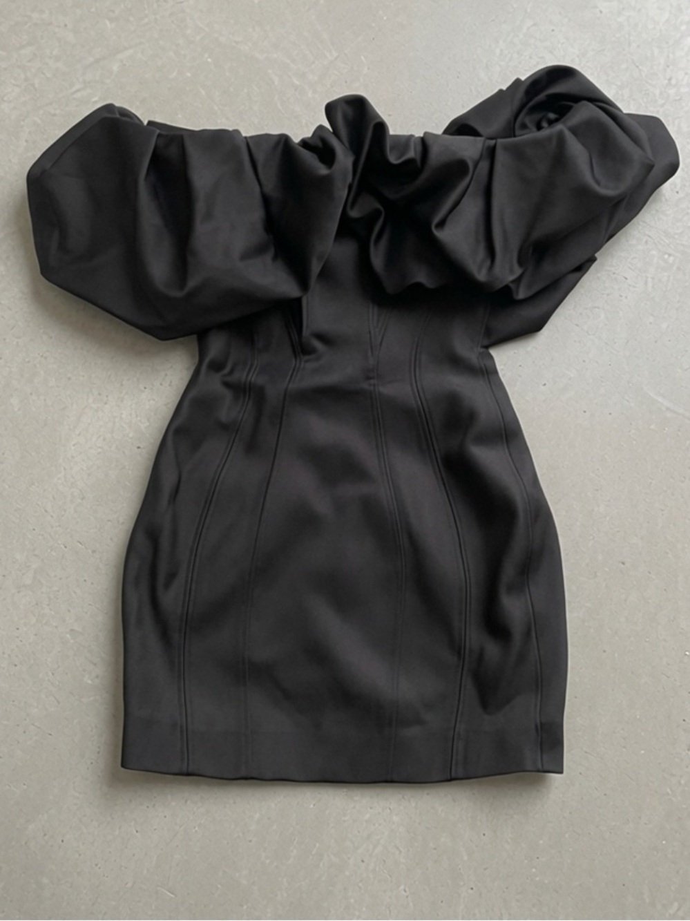 House of CB SELENA Black Satin Puff Shoulder Dress Small US4-6$299 - Picture 10 of 11